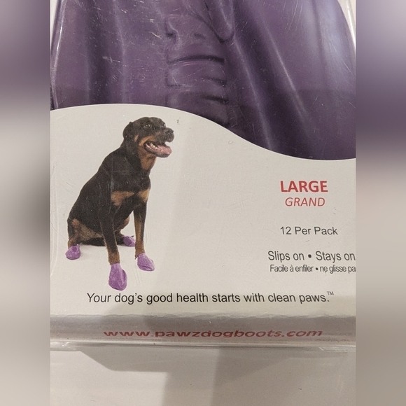 PawZ Rubber Dog Boots, size large 3-4", 28  boots Black & Purple - Picture 3 of 14
